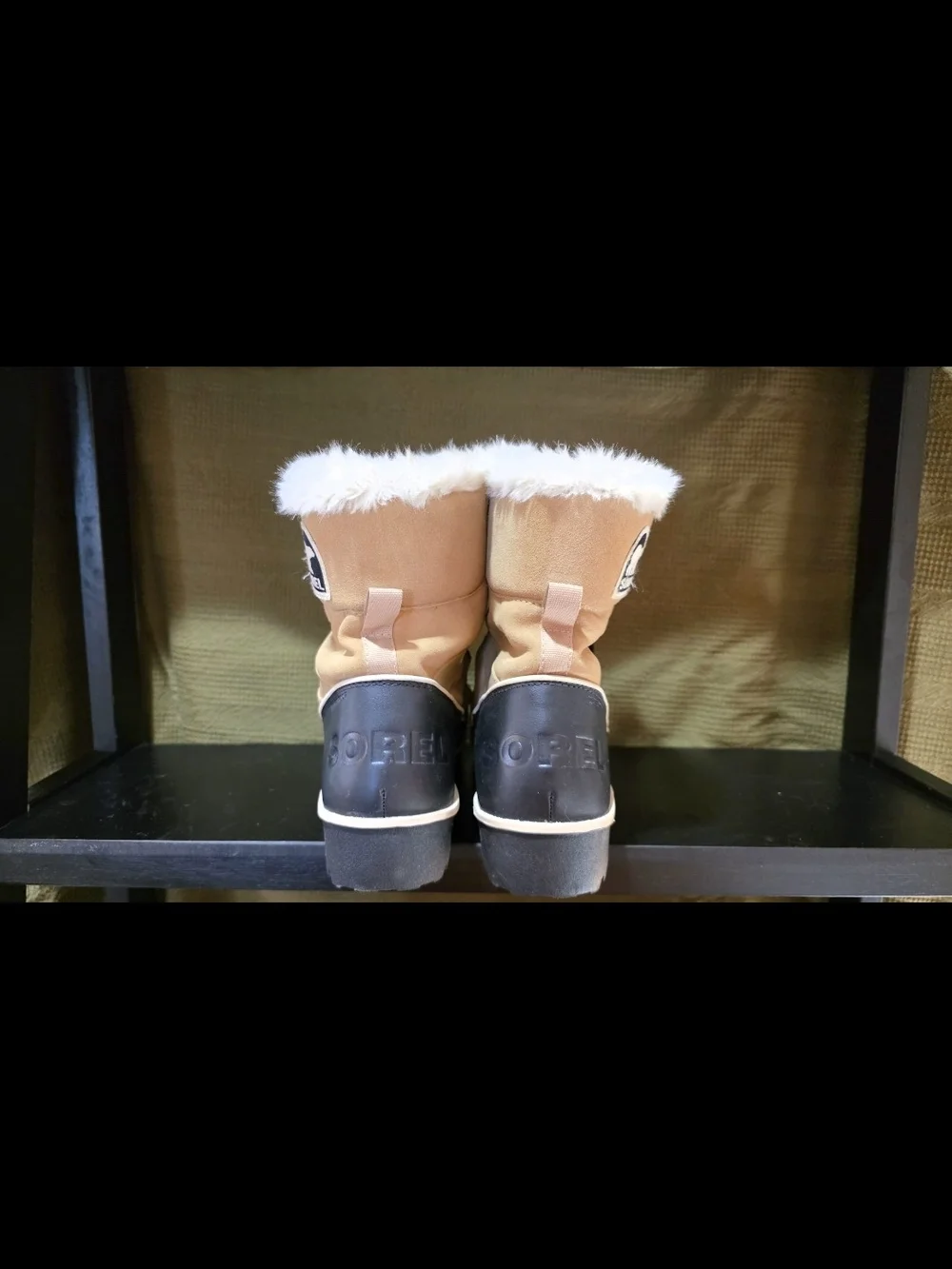 Sorel Tan & Black Lace-Up Winter Boots with Faux Fur Cuff